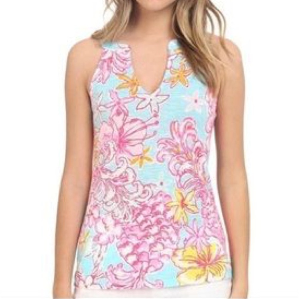 Lilly Pulitzer Lolita Print Arya Tank in Pink and Blue Small